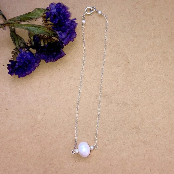 Dainty Sterling Silver Freshwater Pearl Bracelet - Picture 4 of 11